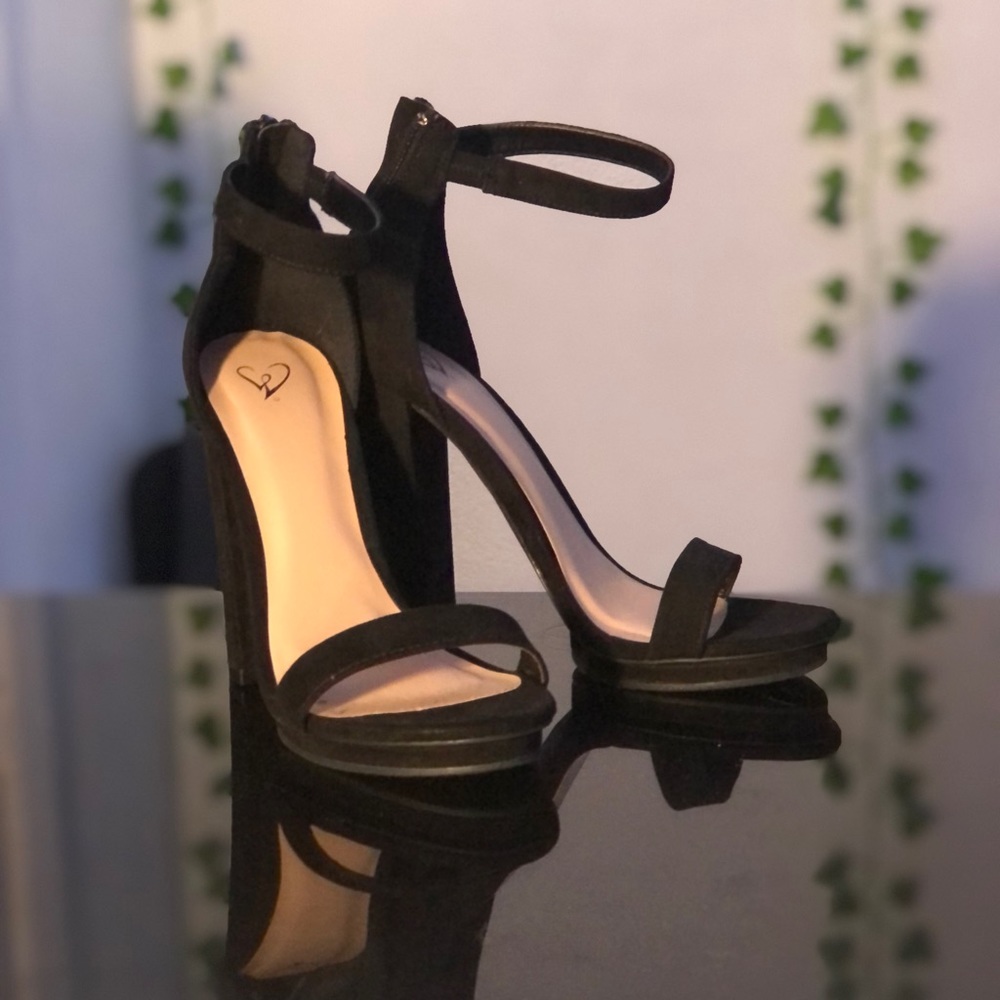 Black open toe heels